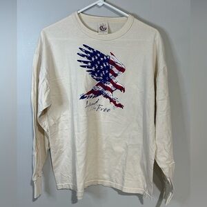 Vintage SOS from Texas LAND OF THE FREE T-SHIRT Graphic LONG SLEEVE White XL